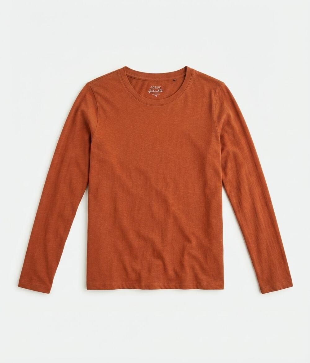 J.Crew Girlfriend Tee Womens Size XS Brown Long Sleeve Casual Basic Top Shirt